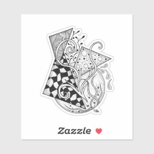 Sticker Triangle floral, dessin de Tangle - (Feuille)