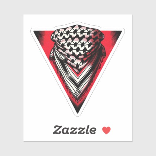Sticker Triangle rouge inversé keffiyeh (Feuille)