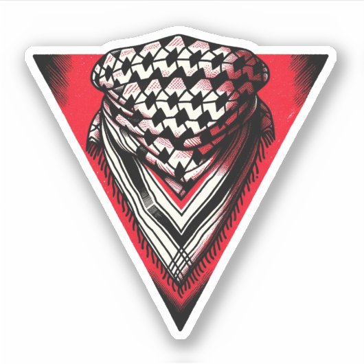 Sticker Triangle rouge inversé keffiyeh (Devant)