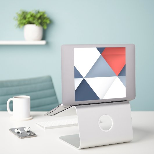 Sticker Triangles dans les tons gris avec le rouge (Ordinateur portable sur le bureau)