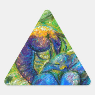 Sticker Triangulaire A Bee & Forget-me-not Flowers