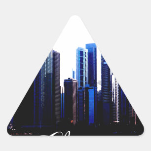 Sticker Triangulaire Abstrait des effets de Downtown Chicago