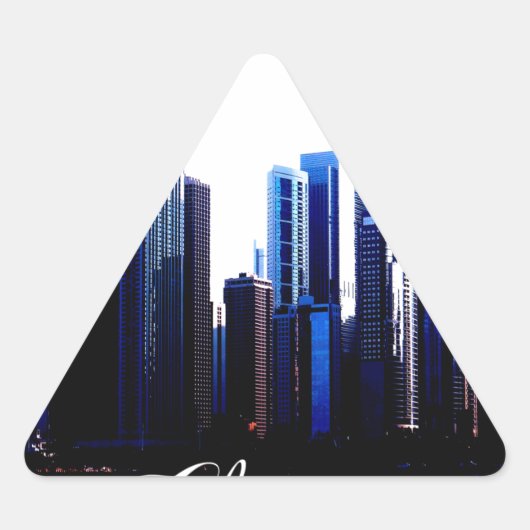 Sticker Triangulaire Abstrait des effets de Downtown Chicago (Devant)