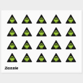 Sticker Triangulaire Android Robot Icon Mustache sur noir (Feuille)