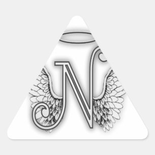 Sticker Triangulaire Ange Alphabet O Lettre Initiale Ailes Halo