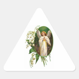 Sticker Triangulaire Angel Priant Dans Un Jardin