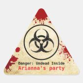 Sticker Triangulaire Anniversaire Apocalypse Zombie | Biohazard Hallowe (Devant)