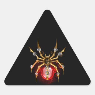 Sticker Triangulaire Araignée steampunk sur fond noir