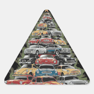 Sticker Triangulaire Arbre Voiture Arbre de Noël Voitures Classiques Vo