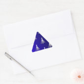 Sticker Triangulaire Arbres de Noël Argent sur Bleu Cobalt (Enveloppe)