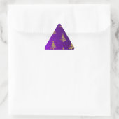 Sticker Triangulaire Arbres de Noël Gold sur violet (Sac)