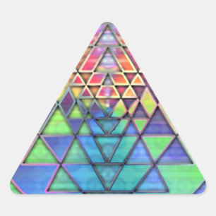 Sticker Triangulaire Arc-en-ciel Sri Yantra pour l'amour et la richesse
