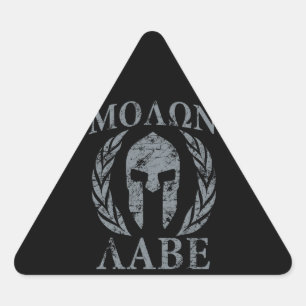 Sticker Triangulaire Armure spartiate grunge de Molon Labe