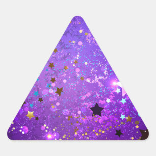 Sticker Triangulaire Arrière - plan de feuille violet avec étoiles