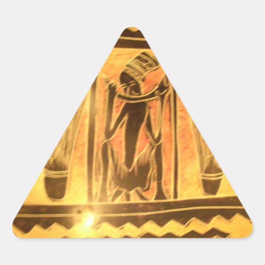 Sticker Triangulaire Art Ethnique Africain d'or Imprimer (Devant)