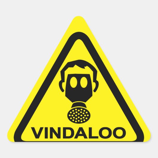 Sticker Triangulaire Attention Vindaloo Toxique Curry sent Drôle Sticke (Devant)