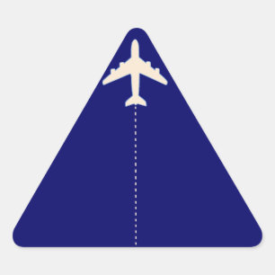 Sticker Triangulaire avion de voyage avec ligne pointillée
