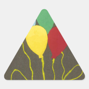 Sticker Triangulaire Ballons d'anniversaire colorés Design graphique