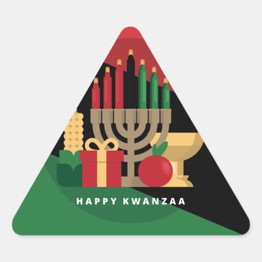 Sticker Triangulaire bande diagonale Happy Kwanzaa (Devant)