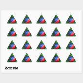 Sticker Triangulaire Baseball Rouge et Bleu avec Stitch Blanc (Feuille)