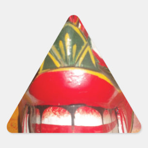 Sticker Triangulaire Beau art traditionnel sri-lankais de masques de fe