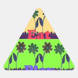 Sticker Triangulaire Beau coloré Manger Amour Jouer texte Floral Pop
