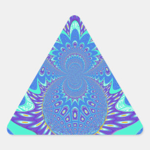 Sticker Triangulaire Beau Cyan bleu moderne batik Kaleidoscope Art