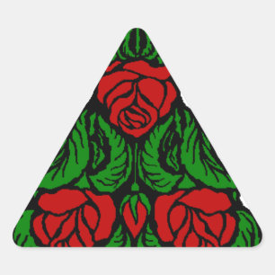 STICKER TRIANGULAIRE BEAU TRIANGLE ROSES ROUGES