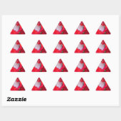 Sticker Triangulaire Beauté délicate : Fleur rouge avec plumes blanches (Feuille)