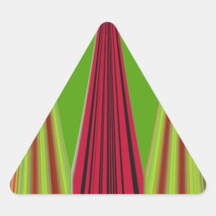 Sticker Triangulaire Belle conception d'art fractal jaune rouge