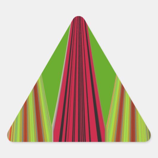 Sticker Triangulaire Belle conception d'art fractal jaune rouge (Devant)