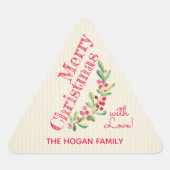 Sticker Triangulaire Berries et Greenery on Ivory Christmas Holiday (Devant)