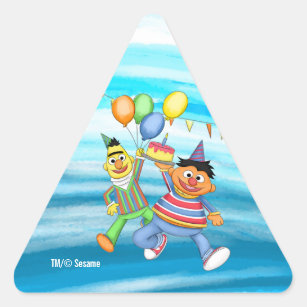 Sticker Triangulaire Bert et Ernie Balloons d'anniversaire