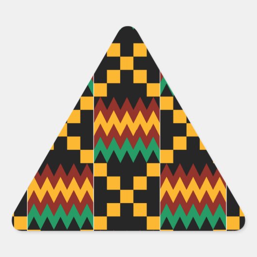 Sticker Triangulaire Black, Green, Red, et Yellow Kente Cloth (Devant)