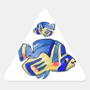 Sticker Triangulaire Bleu Cartoon Papillon Poisson