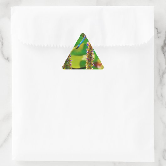 Sticker Triangulaire Bleu libellule et fleurs (Sac)