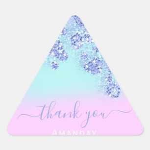 Sticker Triangulaire Bleu Rose Ombré Triangle Pailleté Anniversaire de 