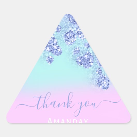 Sticker Triangulaire Bleu Rose Ombré Triangle Pailleté Anniversaire de  (Devant)