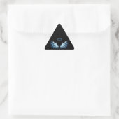 Sticker Triangulaire Blue Glowing Angel Wings on black background (Sac)