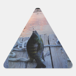 Sticker Triangulaire Bluegill au coucher du soleil Lac Arrowhead
