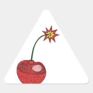 Sticker Triangulaire Bombe cerise parties scintillant