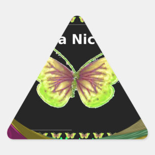 Sticker Triangulaire Bonne journée : Belle infinité papillons art