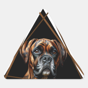 Sticker Triangulaire Boxer Lab noir et brun brindle