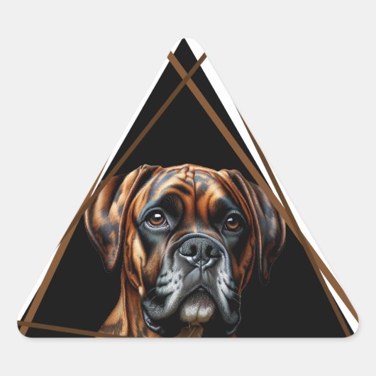 Sticker Triangulaire Boxer Lab noir et brun brindle (Devant)