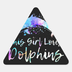 Sticker Triangulaire cadeau amant dauphin  cette fille aime dauphins fe