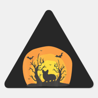 Sticker Triangulaire Cadeau Corgi | Corgi Chien Chat Drôle Costume d'Ha