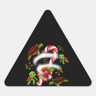 Sticker Triangulaire Cadeau de tortue | Turtle Candy Sweet Christmas