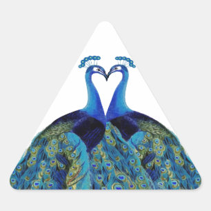 Sticker Triangulaire Cadeaux de mariage de paons vintage s'embrassant