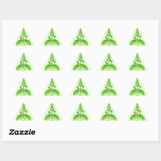 Sticker Triangulaire Caduceus vert Médecine alternative Triangulaire (Feuille)