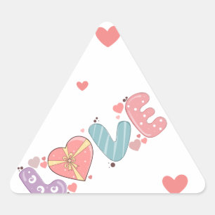 Sticker Triangulaire Calcomanía "Love You" - Joyeux Jour avec les coeu